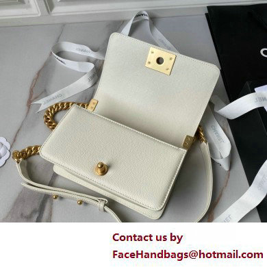 CHANEL Grained Shiny Calfskin  &  Gold-Tone Metal White Small BOY Handbag A67085 2025